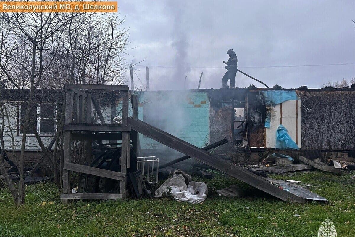 Жилой дом горел в деревне Шелково Великолукского МО
