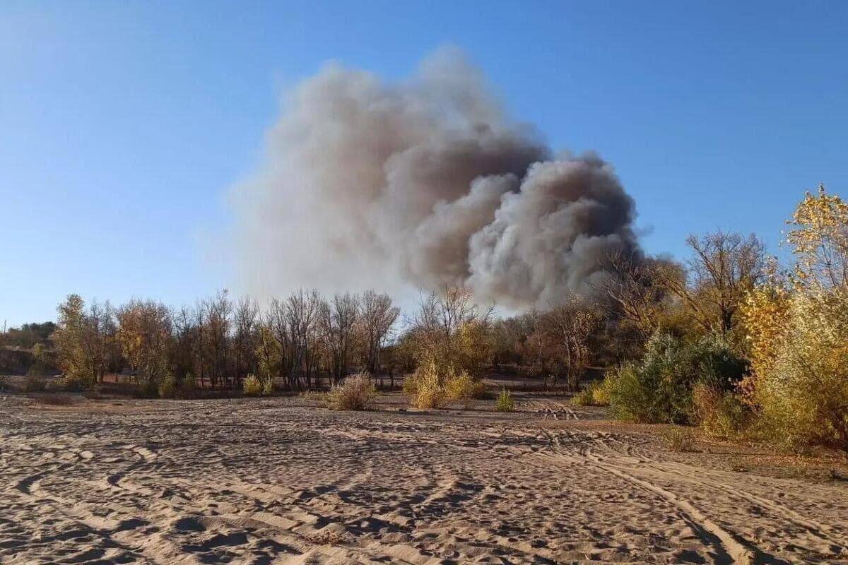 В Волгограде пожарные потушили горевший камыш на площади 5 гектаров