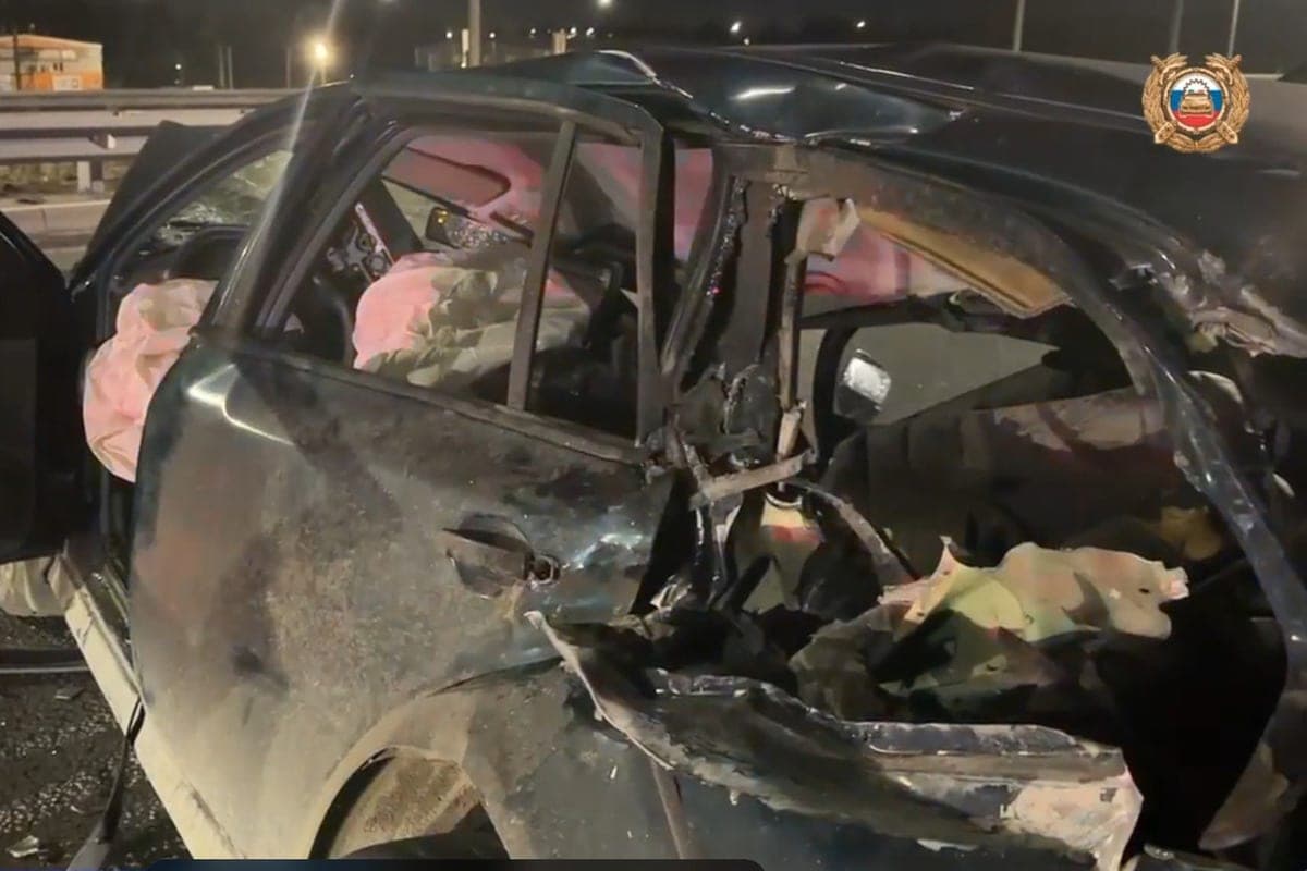 In Yaroslavl, the driver crashed on the overpass of the Industrial Highway.