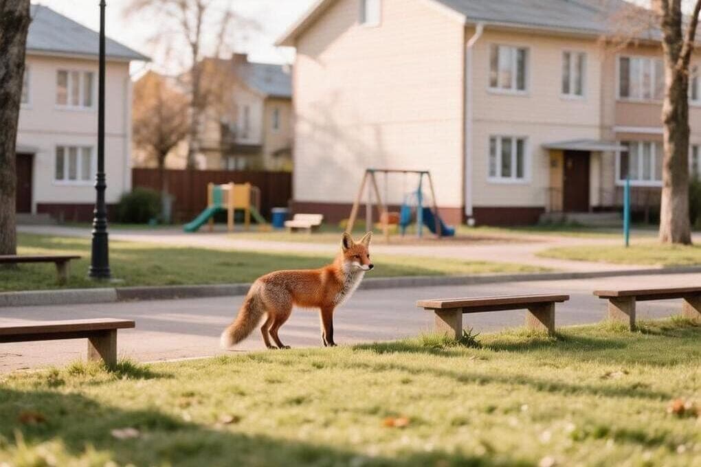 A fox ran to the people in Podrykova