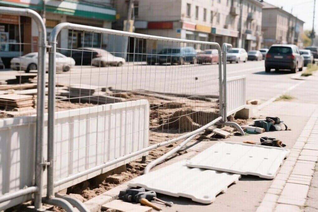 В Реутове забор обрушился на тротуар