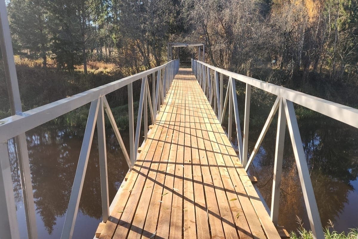 En Moshensky, todo el mundo reparó un importante puente de "no hombre" para el pueblo