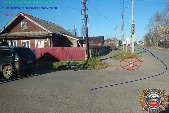 À Sharya à l'intersection de Ordzhonikidze et voiture solaire frappé un cycliste