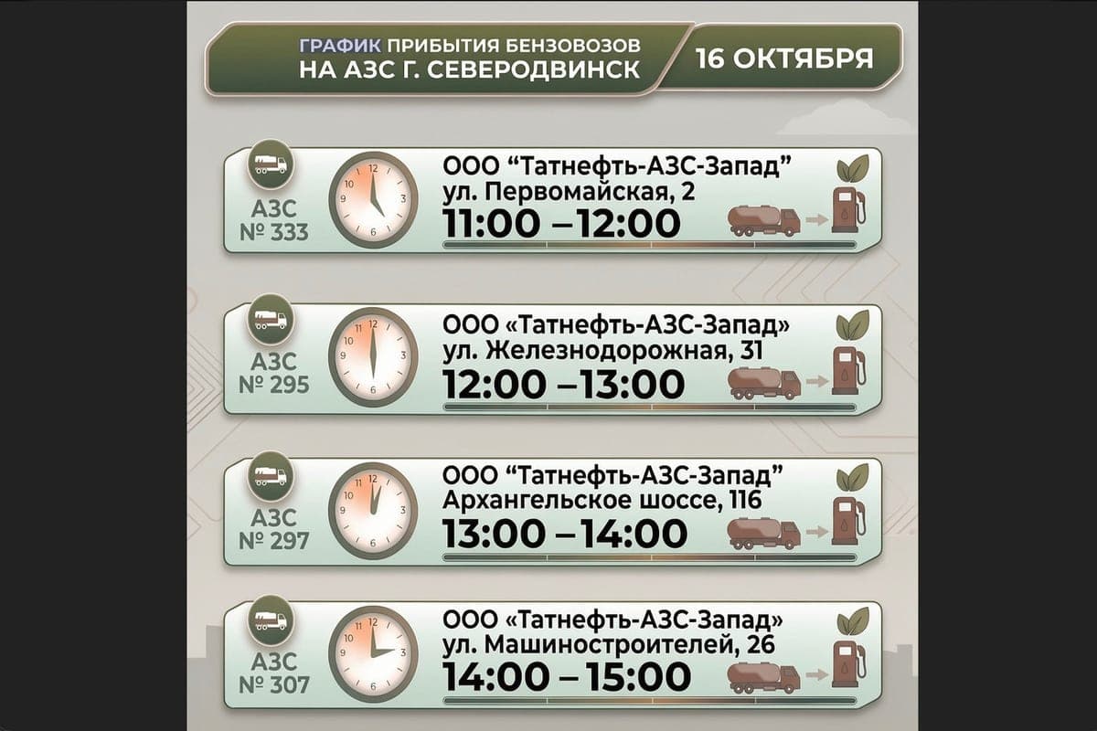 Where to refuel in Severodvinsk: gasoline at the gas station on October 16
