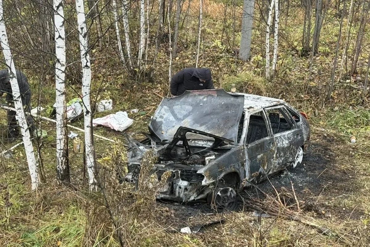 Three got out of a fire after an accident car near Tomsk