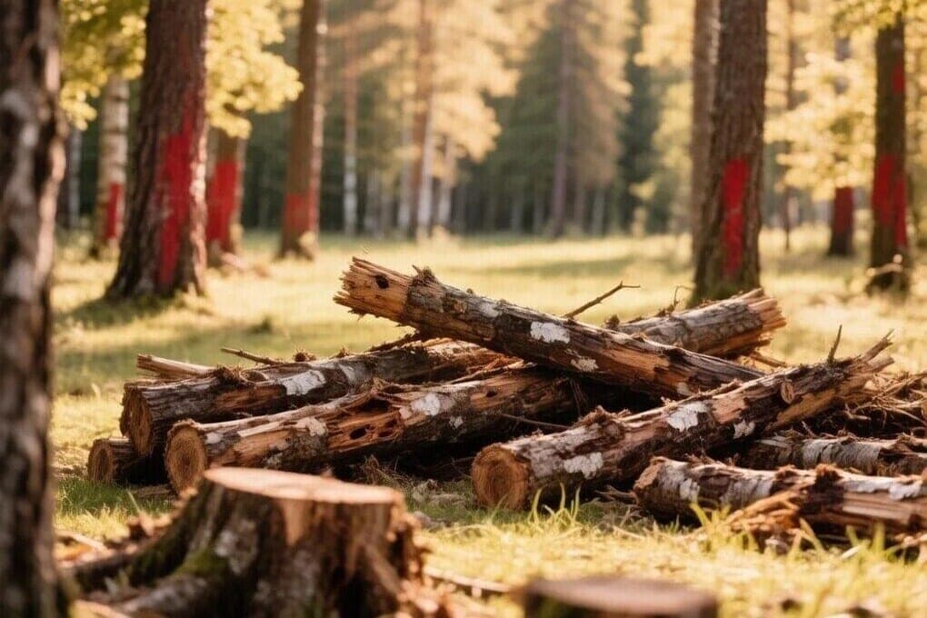 Под Серпуховом чистят лес от больных деревьев
