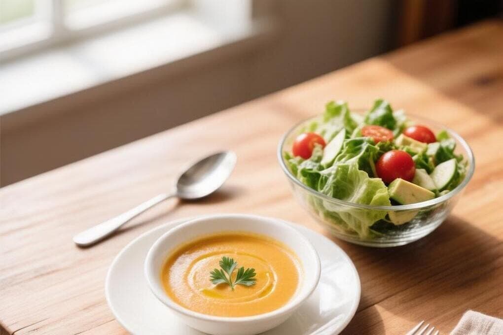 The doctor compared the benefits of soup and salad for lunch