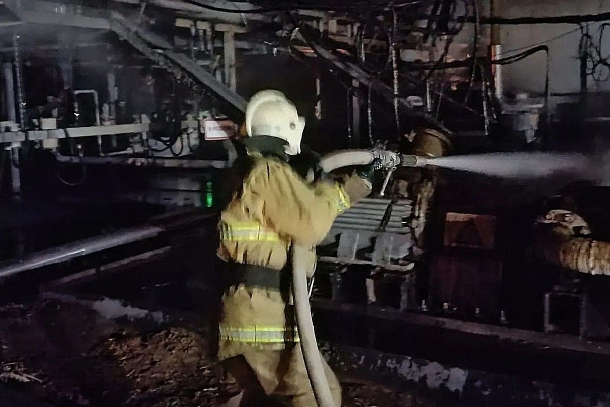 In the Samara region at an industrial facility caught fire electric motor pump
