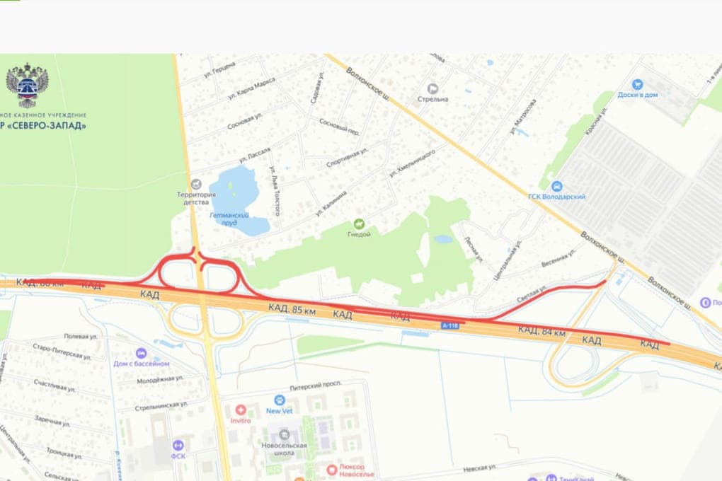 In Lomonosov district from 12 to 16 October will close four exits from the CAD