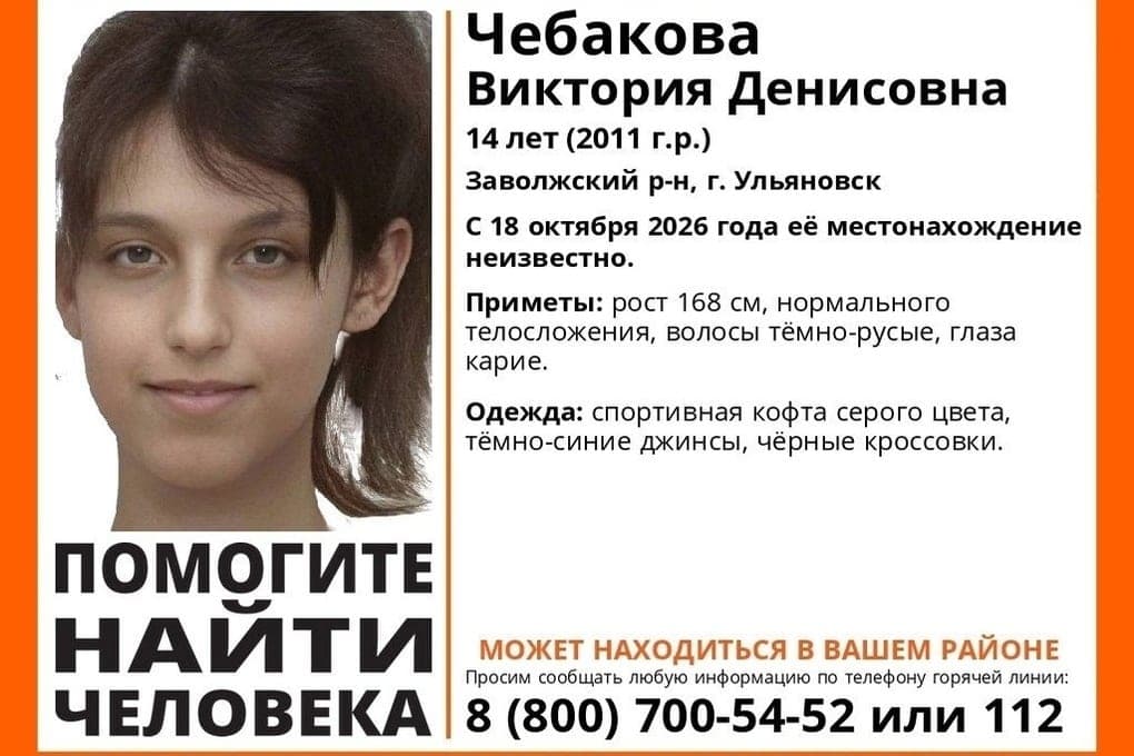 LizaAlert reported the disappearance of a 14-year-old girl in Ulyanovsk