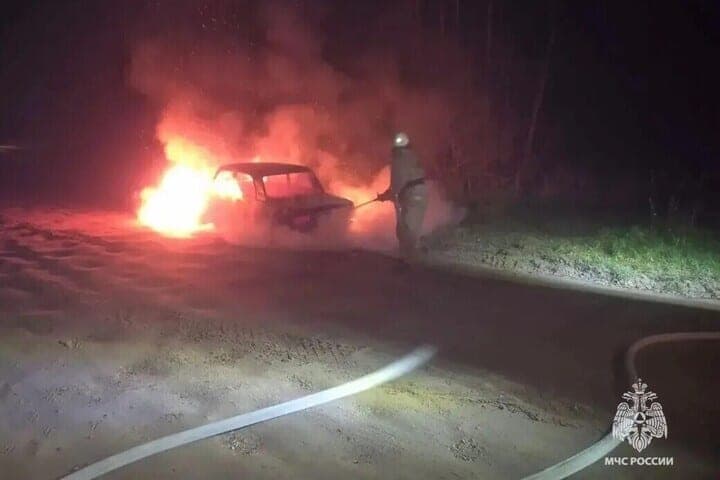 The car caught fire in the village of Tver region