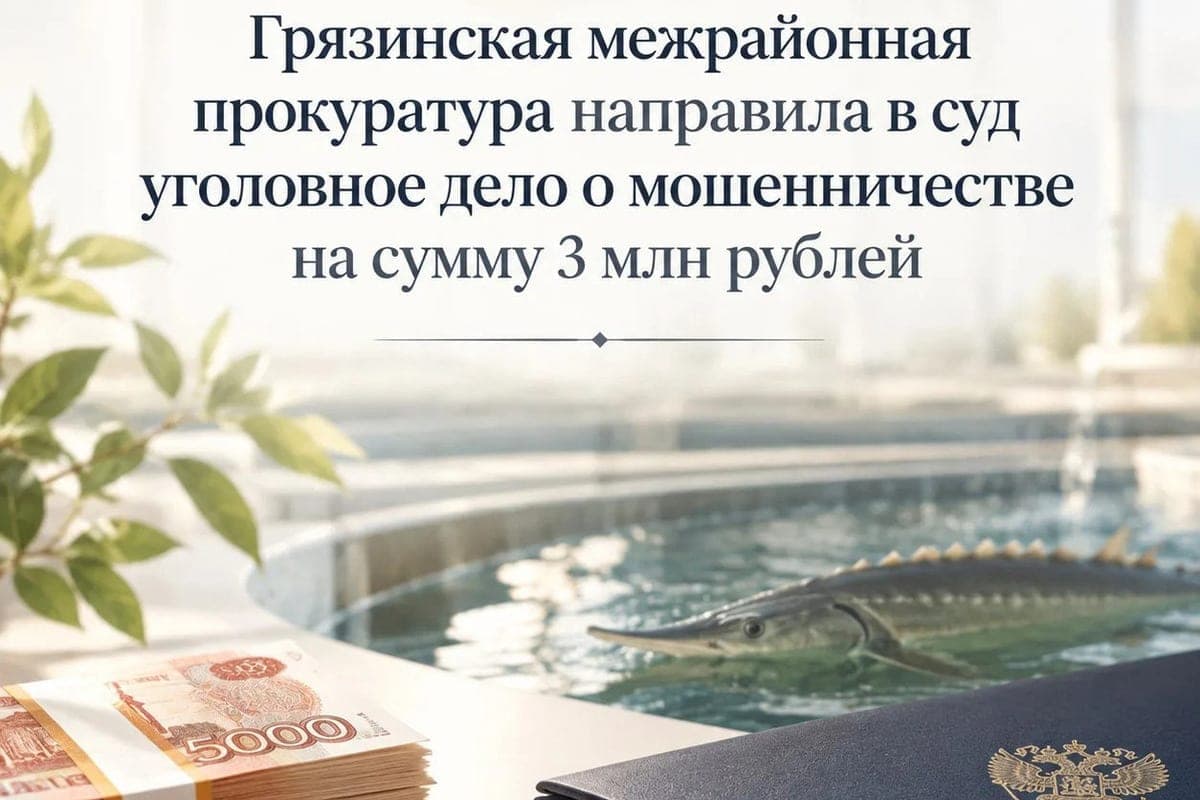 Фермер из Грязинского округа пойдёт под суд за осетровый грант на 3 млн рублей