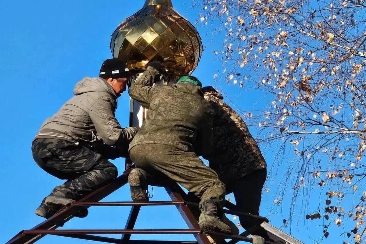 In the village of Arabosi, a dome with a cross was installed on a chapel under construction