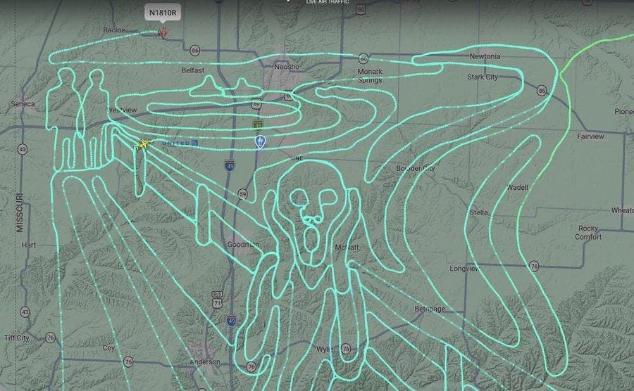 Pilot paints Edward Munch's "Scream" in the sky over the United States