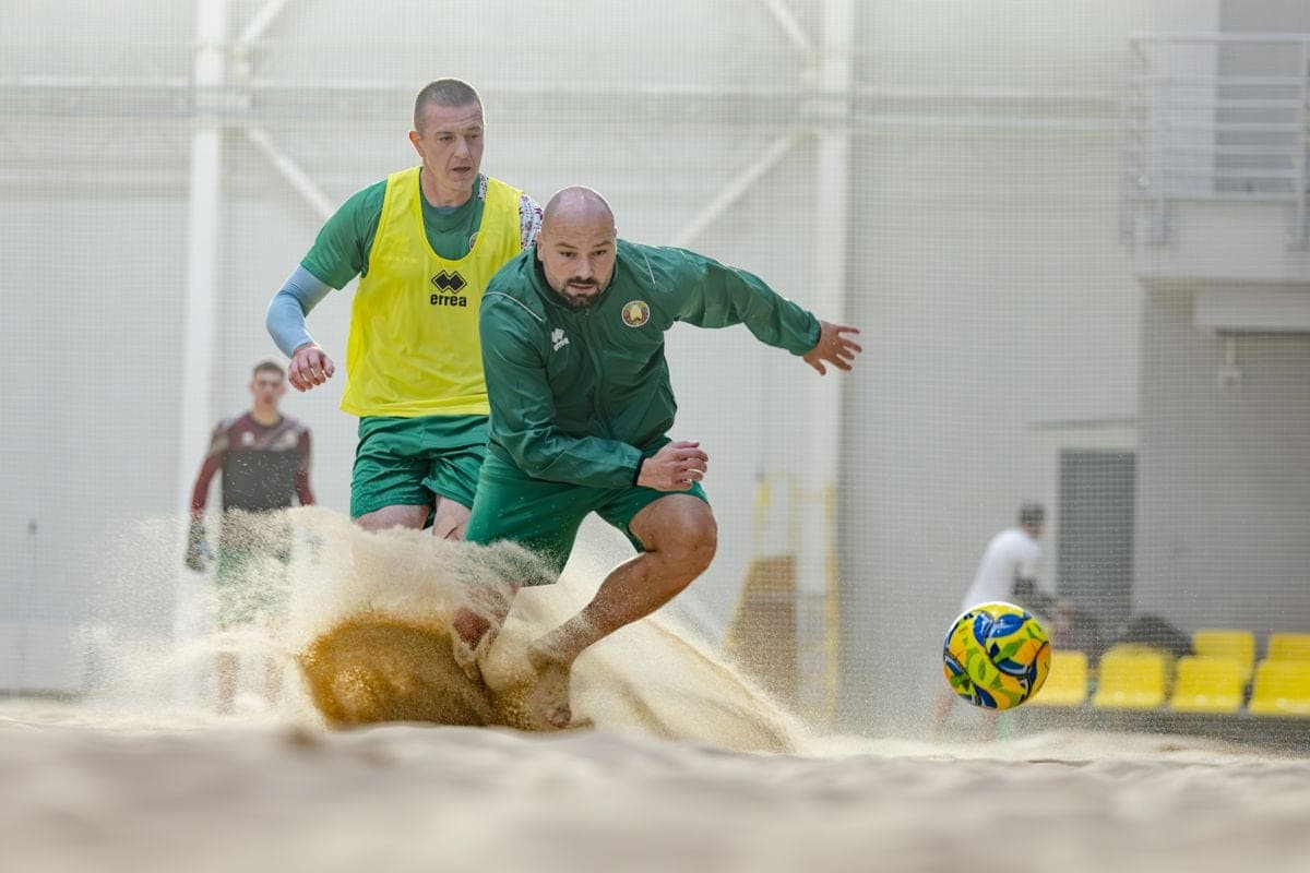 Photofact. Training of the national team of Belarus on beach football