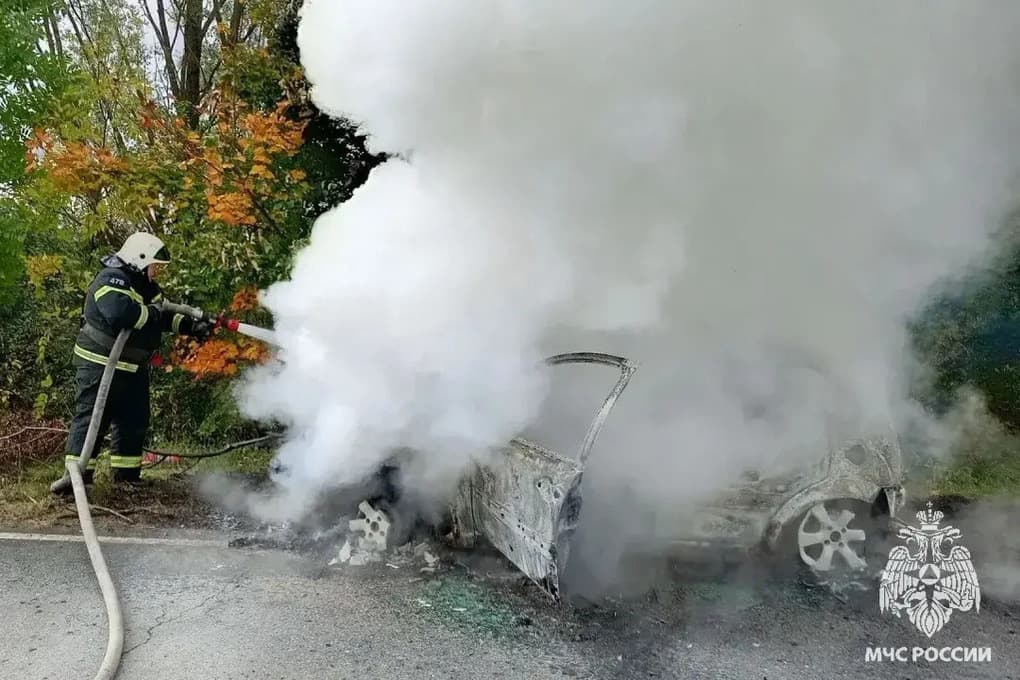 В Орловской области на ходу вспыхнул легковой автомобиль