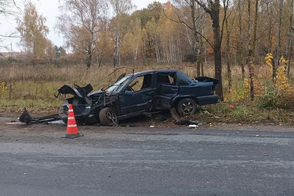 В Орле водитель «Вольво» врезался в дерево и попал в больницу