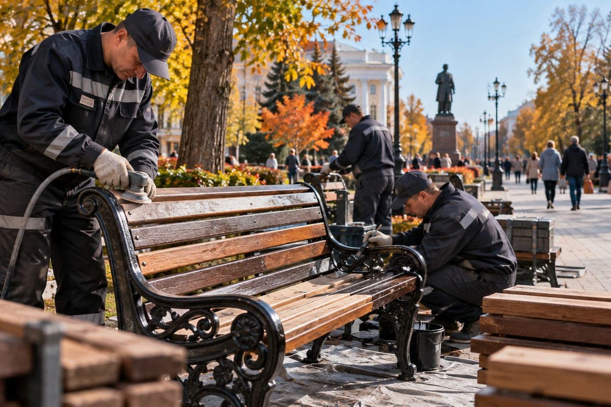 Eight convicts of IK-2 restored 100 benches for streets and parks of Ulyanovsk