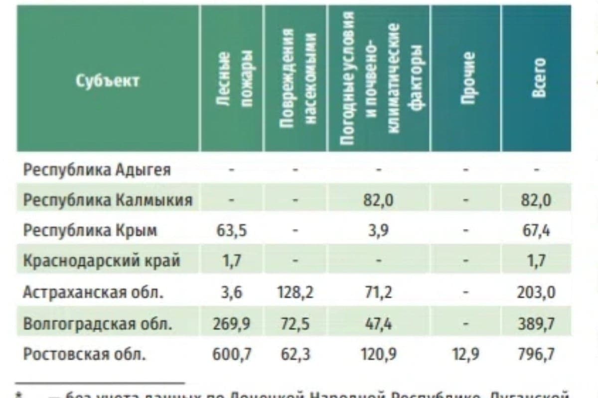 In the Rostov region destroyed almost 800 hectares of forest plantations