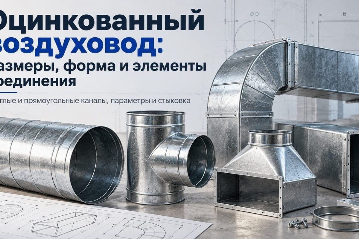 Оцинкованный воздуховод: размеры, форма и элементы соединения