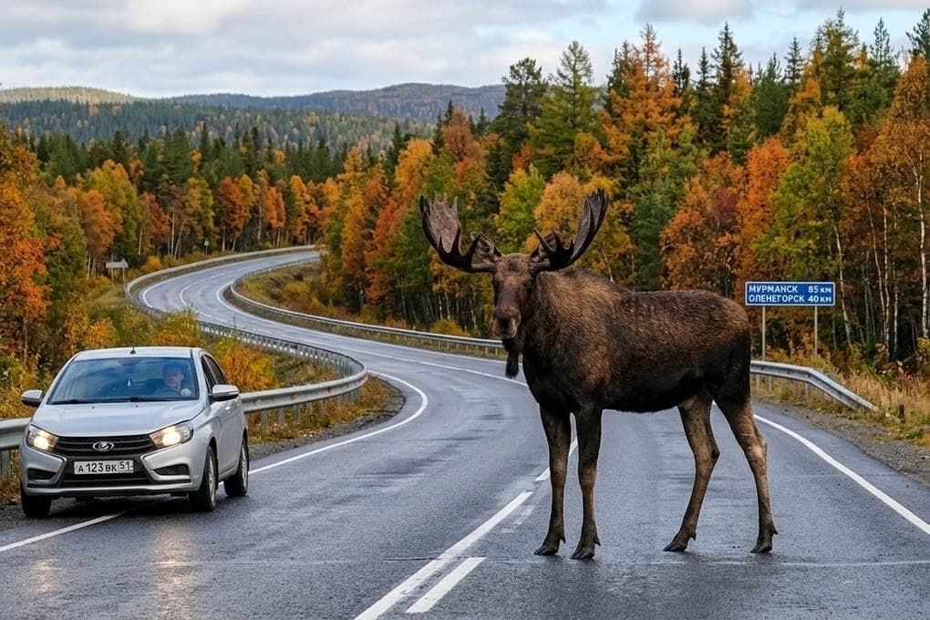 In the Plesetsk district noticed elk on the road