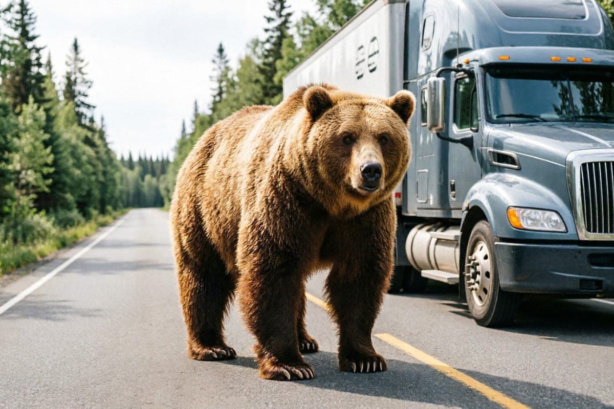 In KhMAO, a bear attacked a truck