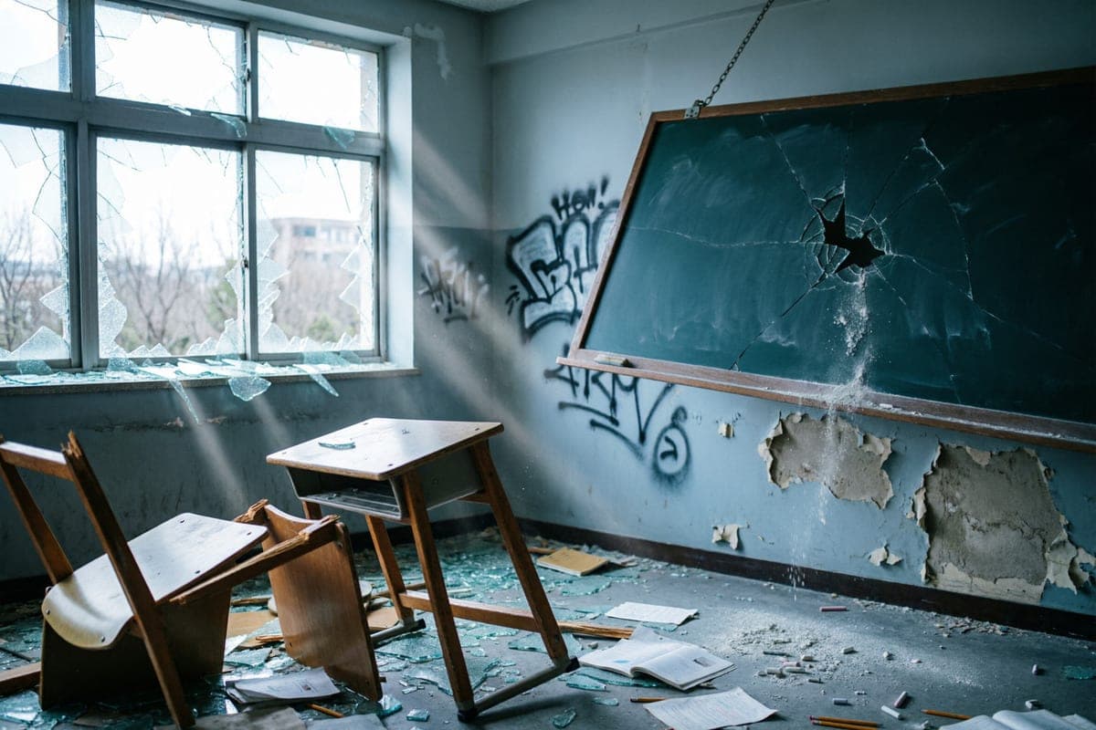 Schoolchildren in masks destroyed the lyceum near Bordeaux and set fire to