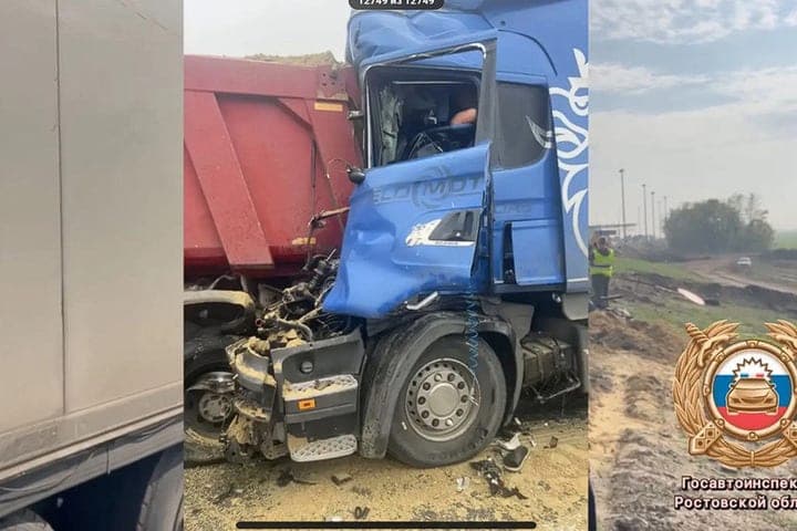 Der LKW-Fahrer starb in einer eingeklemmten Kabine infolge eines Unfalls auf der Autobahn in der Region Rostow