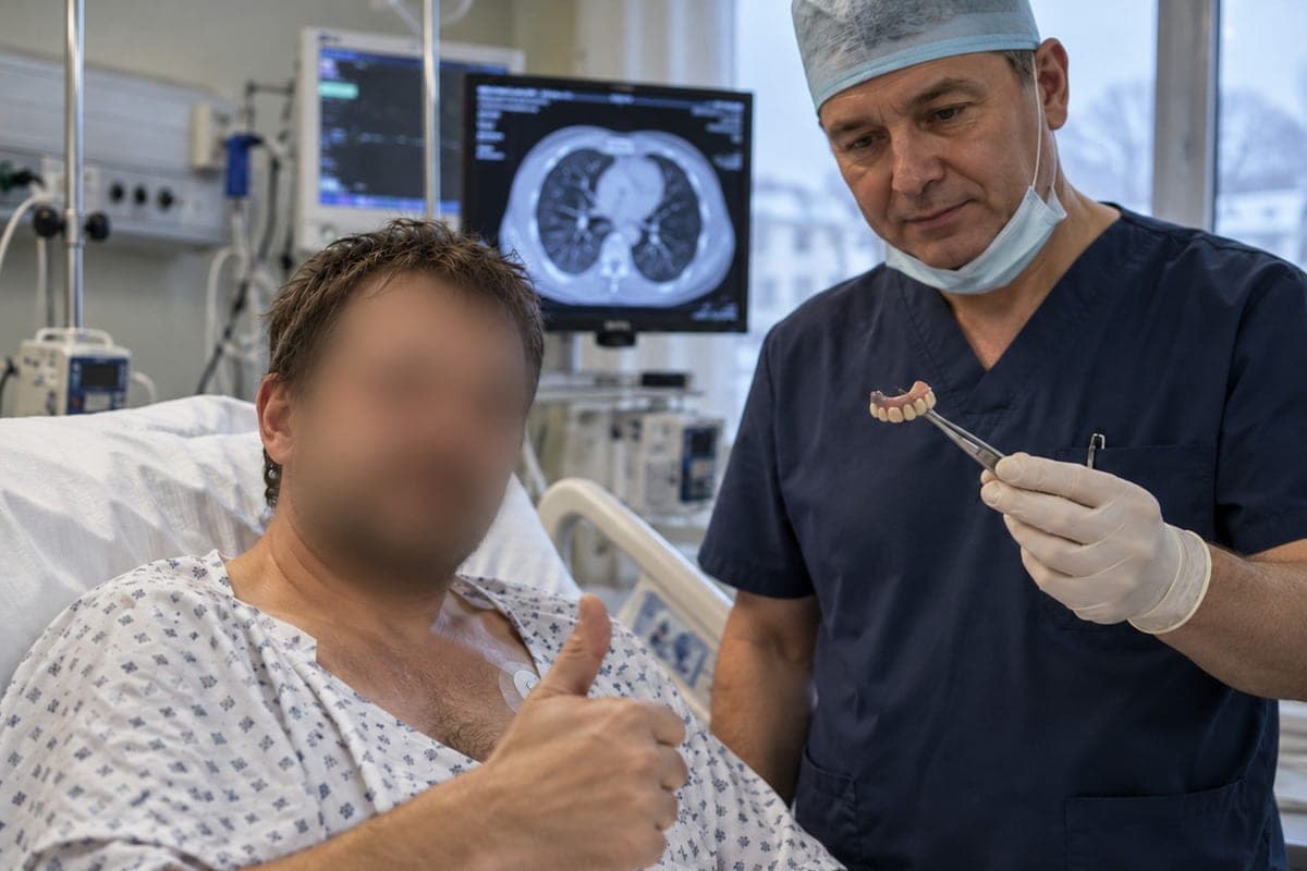 The man five years wore a denture in the lung and almost died from suppuration
