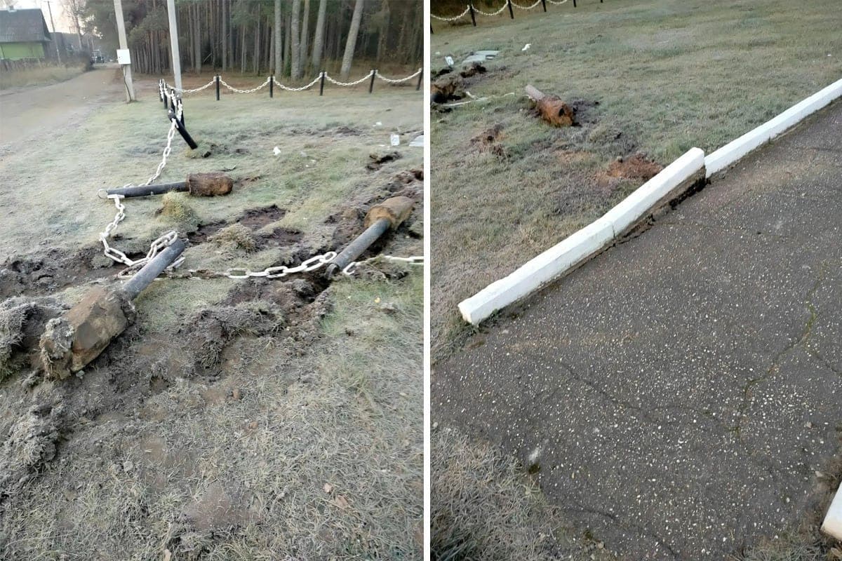 В Пестове автомобилист повредил Братское воинское захоронение и сбежал