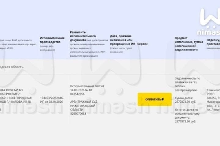 “Khokhlom painting” has accumulated debt for gas and heat in 2.5 million rubles