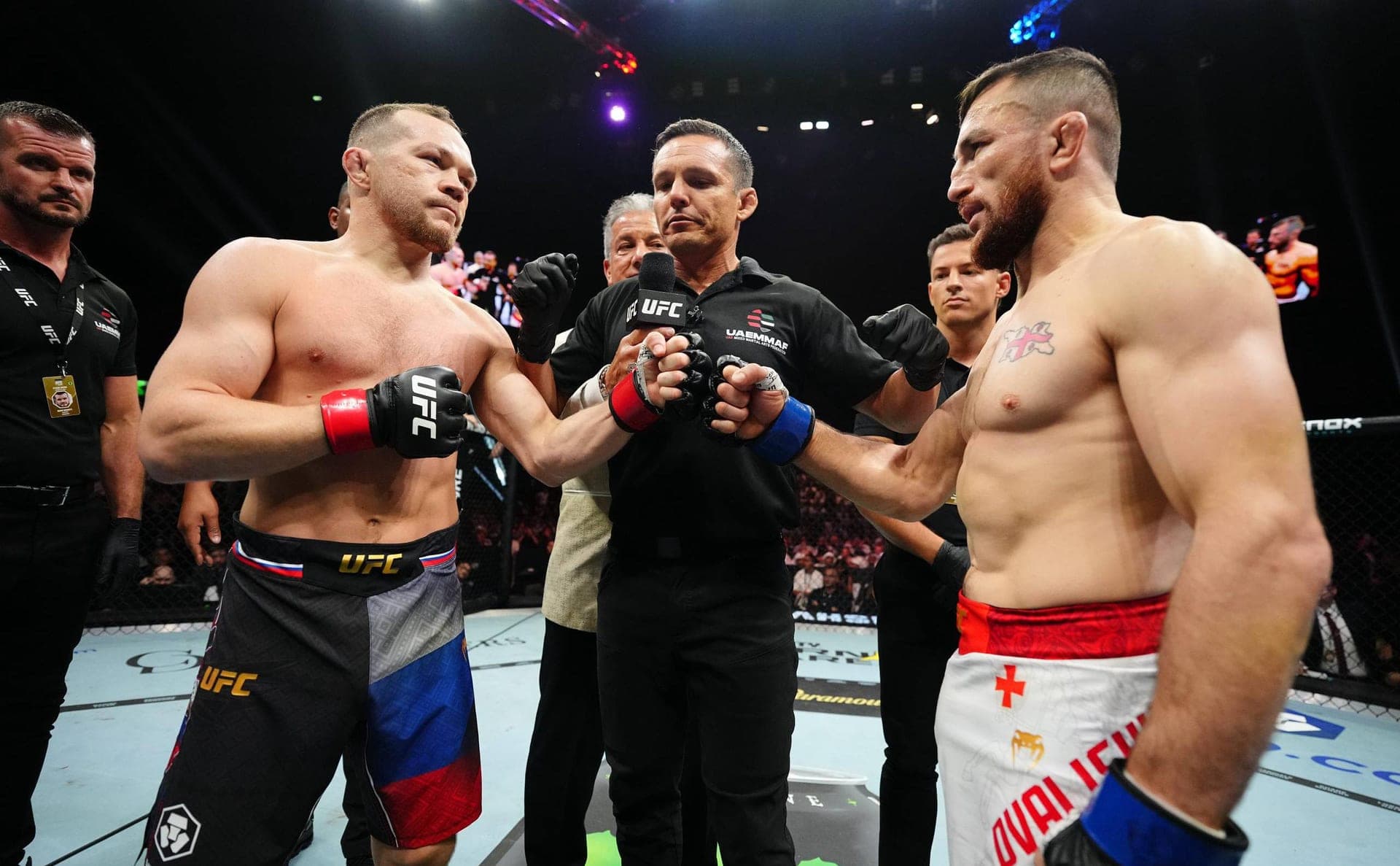 Russian UFC champion discusses 'political issues' with Georgian fighter