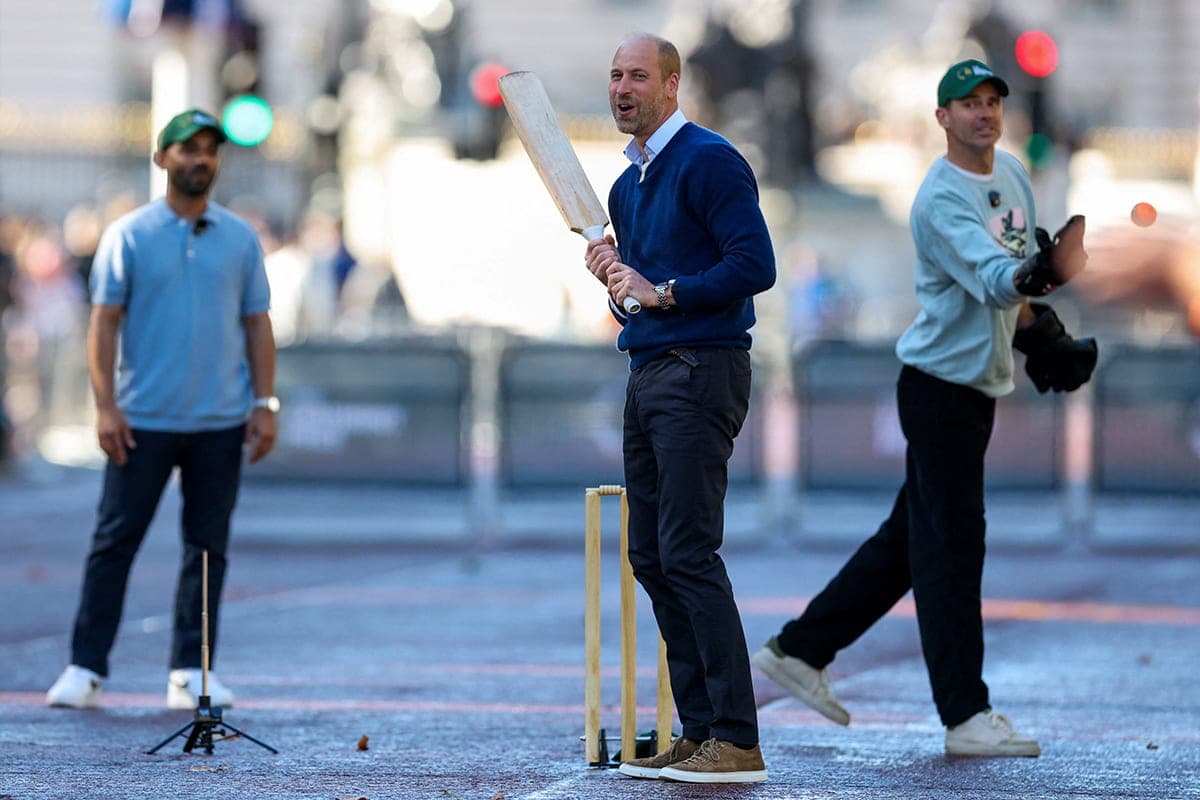Prince William stops traffic near Buckingham Palace to play cricket
