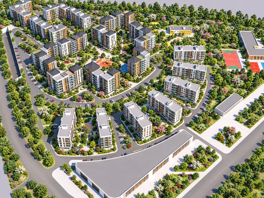 Appartements avec sièges auto. Sur la montagne planétaire a commencé une grande construction