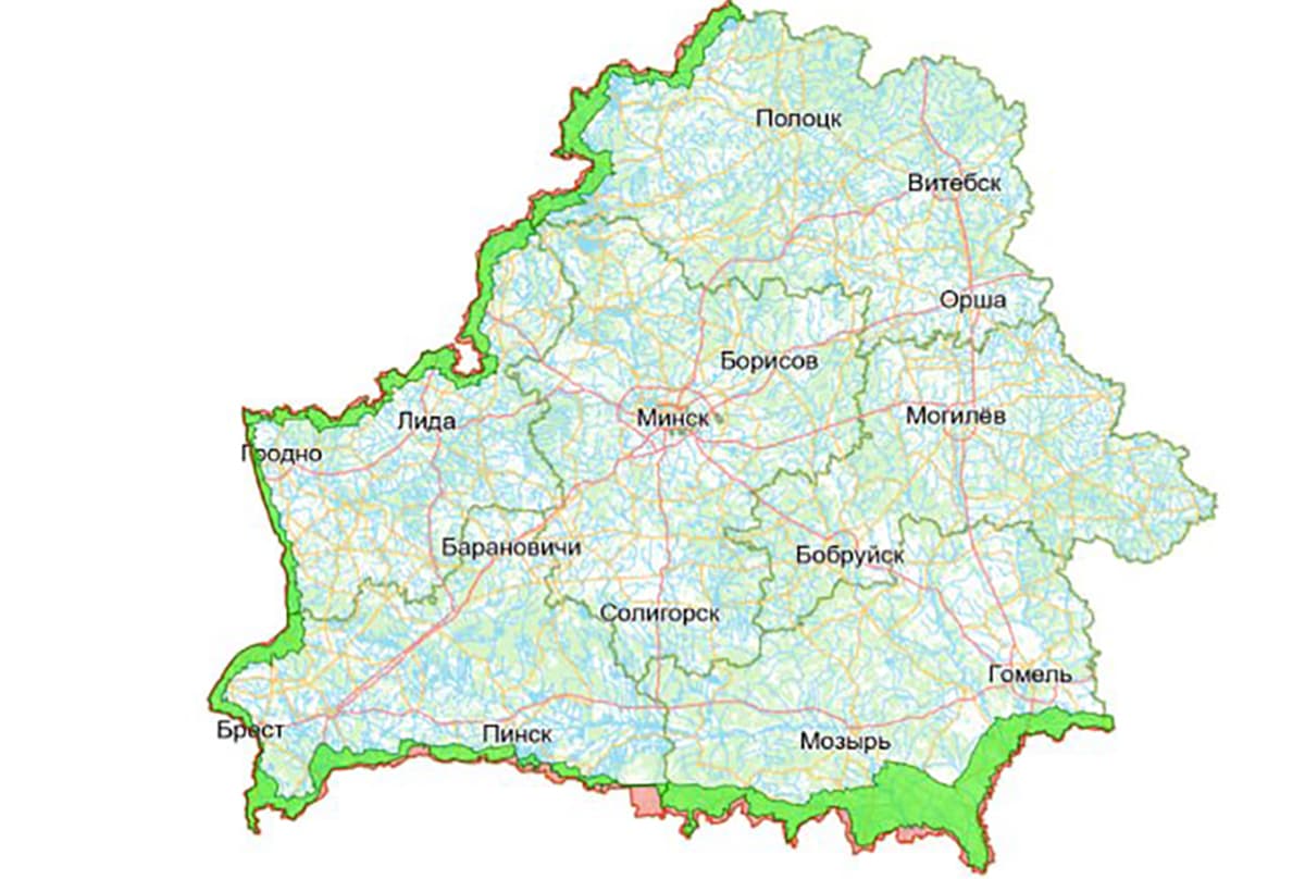 On the public cadastral map of Belarus updated geodata on the boundaries of the border zone and strip